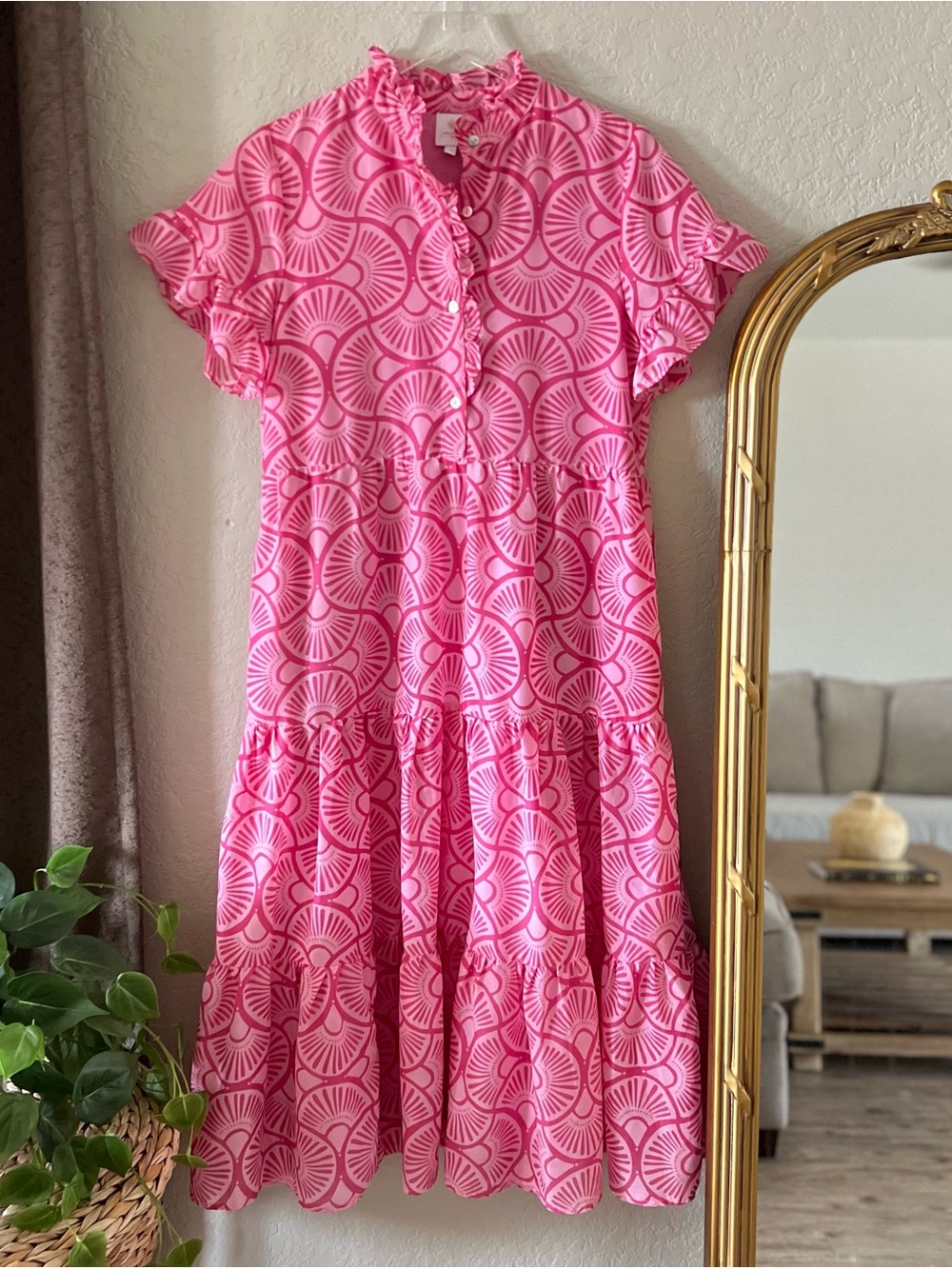 J Marie Tiered Ruffle Sleeve Dress Size XS